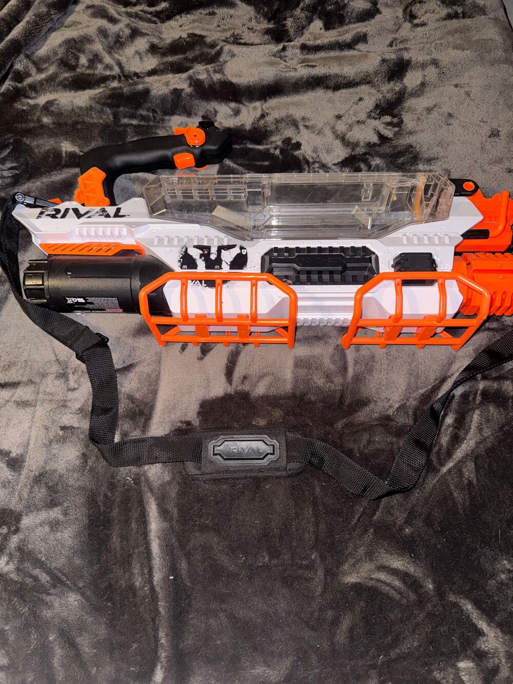 Nerf Rival Blaster White Orange Foam Ball shooter no charger